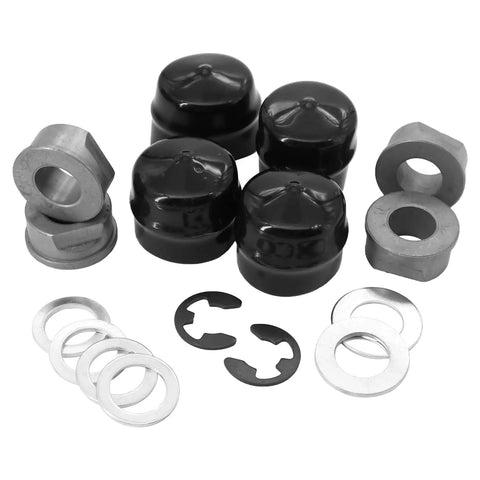 Wheel Bearing Cover Kit Replacement For John Deere Riding Mowers And Outdoor Power Equipment PVC Shield Fits M123811 M123253 R27434 24H1398 Z9972H Easy Install Durable Flange Tire Cover And Bearing Housing For Lawn Tractors DIY Friendly, shown with washers and clips