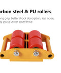 Front view of a 4 Pack Heavy Duty Machinery Skates Dolly For Industrial Moving Equipment 6 Ton Capacity with carbon steel and PU rollers
