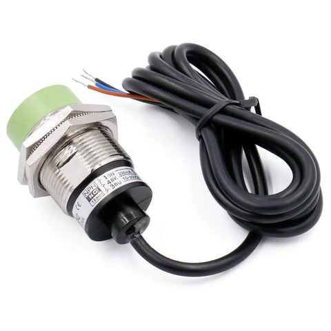 M30 Inductive Proximity Sensor Switch 15mm Sensing Distance, DC 12 To 24V, 3-Wire NPN Normally Closed, Cylindrical Detector PR30-15DN2, Non Shield Mount, CE Certified, Plug And Play Industrial Automation Sensor For Easy Setup, metal body with cable