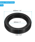 nitrile oil seal 25x35x7mm set with measurements and black finish