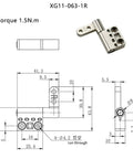 Zinc alloy damping hinge with 360° rotatable torque shaft; model XG11-063-R-1.5N.m, Amazon.