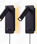 Two In One LED Wall Lamp And Reading Light Sconces For Bedroom So Cozy Bedside Plug In Set Of Two Black 3W And 6W Warm White 3000K