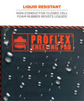 ProFlex 390 Kneeling Pad Tough As Nails Foam Knee Cushion Water Resistant Mat close-up with water droplets, black material
