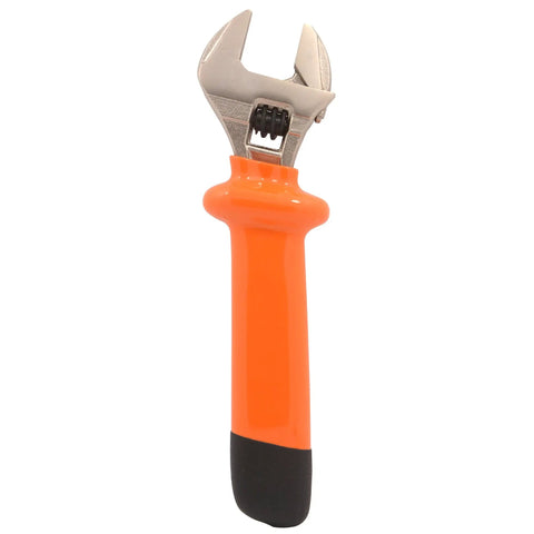 8 Inch Heavy Duty Insulated Electrician Adjustable Wrench With Cushioned Grip Nickel Plated Surface Anti Rust Finish