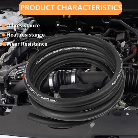 5/16 Inch 8mm ID Fuel Line Hose, 10ft Push Lock NBR Rubber Fuel Hose For Automotive Systems in engine bay