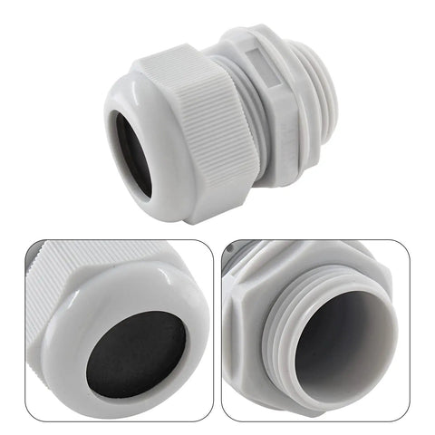 Close-up of Two Pack 1 Inch NPT Cable Glands Nylon Cord Grips Waterproof Strain Relief Wire Glands And Connectors Grey