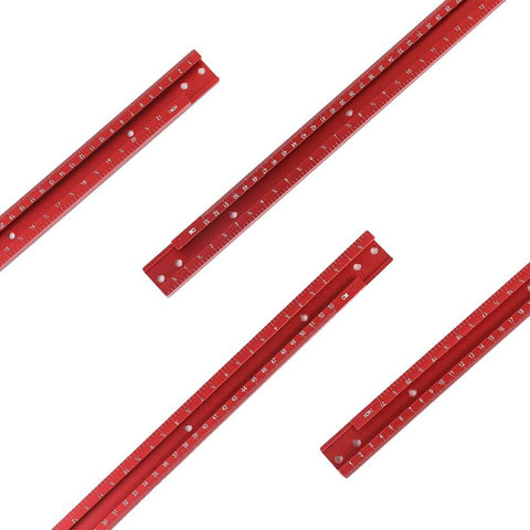 Red metric and imperial scales for Juice Groove Router Jig For Cutting Boards With 23.6 By 23.6 Inch Working Area Adjustable Router Jigs And Templates.