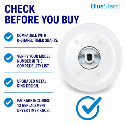 Durable Dryer Timer Knob With Reinforced Metal Ring, Fits GE And Hotpoint Dryers, No Fuss Easy Install, compatibility details