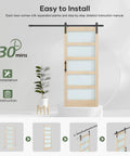Glass Sliding Barn Door Kit 34 By 84 Inch With Six Feet Of Hardware Included Five Panel Frosted Glass In Spruce Wood Frame