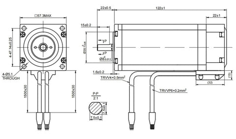 Technical diagram of Closed Loop Stepper Motor With Encoder 3Nm Torque 5A Current 8mm Shaft for precise motion control