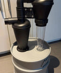Double Filtration Cyclone Dust Collector for Woodworking, 2 Inch OD DIY Turbocharged Filter System on metal canister.