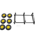 Totally Savage Six Wheel All Terrain Furniture Dolly With 1200 Pound Capacity Built Like A Tank For Heavy Duty Moving Rugged Carbon Steel Frame And Rock Solid Rubber Wheels For Easy Move On Carpet Tile Floors And Bumpy Concrete Ground, six wheel frame and tires