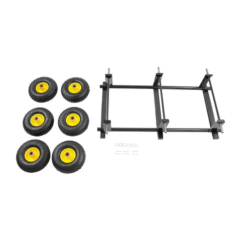 Totally Savage Six Wheel All Terrain Furniture Dolly With 1200 Pound Capacity Built Like A Tank For Heavy Duty Moving Rugged Carbon Steel Frame And Rock Solid Rubber Wheels For Easy Move On Carpet Tile Floors And Bumpy Concrete Ground, six wheel frame and tires