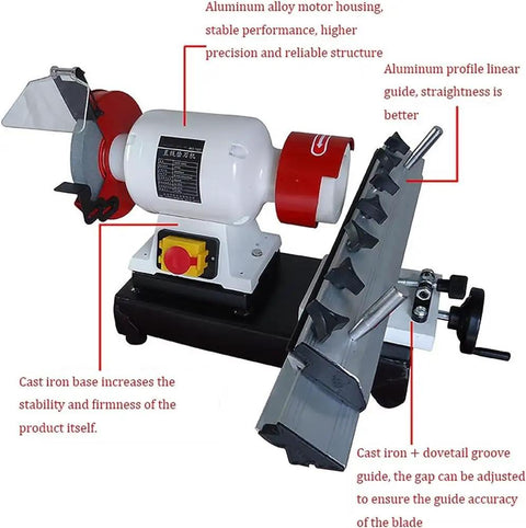 Heavy Duty Automatic Knife Grinder And Saw Blade Sharpener Featuring Cast Iron Base And Linear Guides delivering precise sharpening with a stable frame.