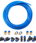 Coiled Blue PU Pneumatic Tubing Kit 4mm Outer Diameter 2.5mm Inner Diameter 39.4ft 12m Flexible Air Line with 14 Fittings
