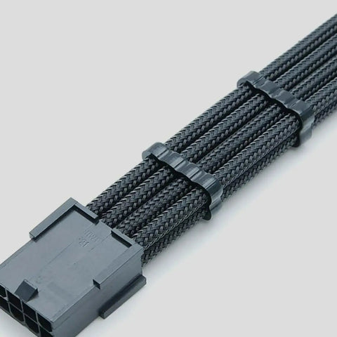 Rock Solid Build Nylon Braided Pci Gpu Extension Cable 30Cm Black with connector and braided sleeve visible.