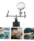 Adjustable Third Hand Soldering Station with Magnifying Glass and Dual Alligator Clips for PCB Repair and Jewelry Making