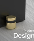 Floor Door Stopper With Mounting Hardware Included Satin Brass 1.5 Inch Wall Protector Prevents Door Knob Contact And Wall Damage Quick Install Protective Barrier For Doors And Walls Durable, close-up view