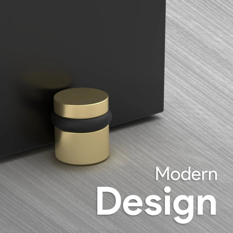 Floor Door Stopper With Mounting Hardware Included Satin Brass 1.5 Inch Wall Protector Prevents Door Knob Contact And Wall Damage Quick Install Protective Barrier For Doors And Walls Durable, close-up view