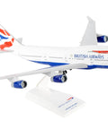 British Airways Boeing 747 400 One To Two Hundred Scale Model Airplane Dope Collectible With Landing Gear And Display Stand side view