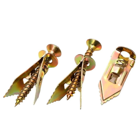 Self Drilling Drywall Anchors 100 Pieces Gold Hollow Wall Screw Kit for Metal Easy Tool Free Mounting No Mess Quick Installation