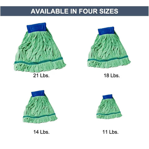 Microfiber Tube Mop Head Replacement For Heavy Duty Cleaning Lint Free Super Absorbent And Bleach Safe Janitorial Essential For Commercial And Industrial Floor Cleaning 14 Oz Green