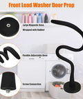 Magnetic Front Load Washer Door Prop with flexible hose and 66mm magnet base, showing adjustable, rustproof design.