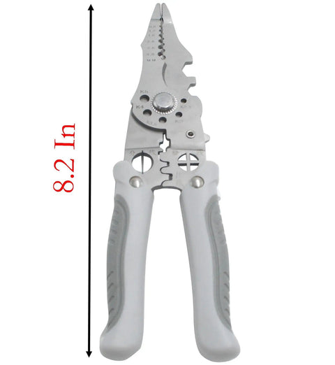 21 In 1 Wire Stripper And Multi Function Tool For Electrical Work, 8.2 Inch High Carbon Steel Cutter And Crimper With Rubber Handle