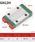 MGN12 12mm Linear Guide Rail System With Smooth Sliding Block, 45.4mm long, designed for precision machinery and DIY projects.