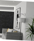 Heavy Duty L Shelf Brackets 6 Pack Stainless Steel Corner Braces mounted on wall in modern living room decor.