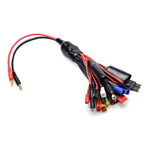 Do It All 19 In 1 Lipo Battery Charger Adapter Cable with Banana Plug, JST, T-Plug, XT60 connectors for RC cars and drones
