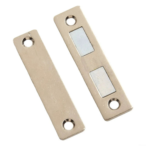 Magnetic Cabinet Catch Latch For Closets And Cupboards, Steel Door Stopper, Space Saving 65x16mm, Silver Steel with Mounting Holes
