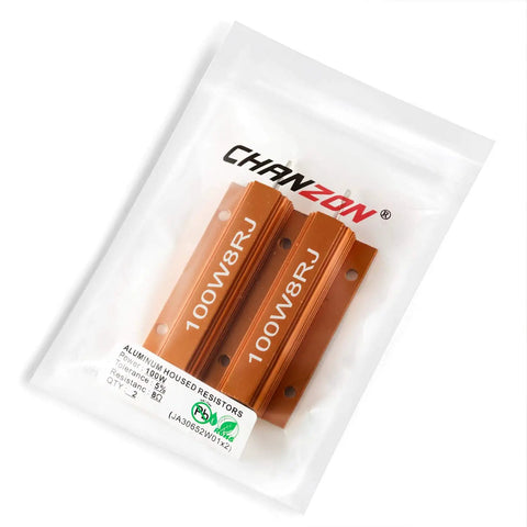 Tough As Nails Wirewound Aluminum Shell Resistor 8 Ohm 100 Watt 5 Percent Tolerance Pro Grade Pair in packaging.