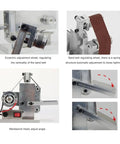 Detailed components of Slick Mini Electric Belt Sander And Heavy Duty Desktop Grinder Rig for DIY polishing and milling.