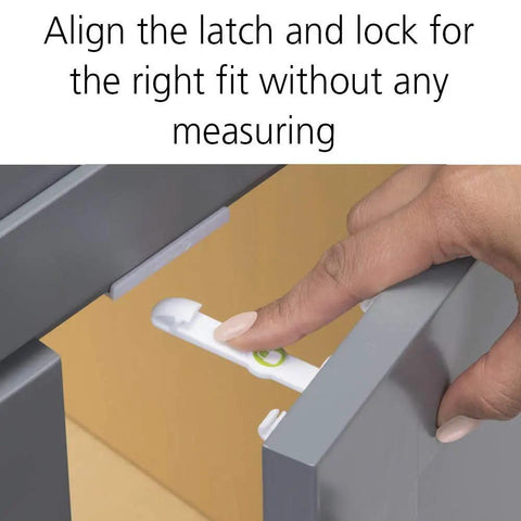 Finger aligning adhesive cabinet latch set for child safety, peel and stick quick install, no tools needed, 12 piece one size