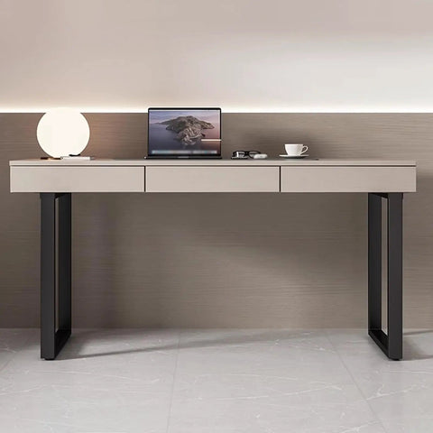 No Gimmicks Heavy Duty Industrial Pipe Table Legs Set Of Two Dead Solid Carbon Steel Shop Support Frames For Diy Desks And Dining Tables Matte Black Coating supporting a minimalist desk with drawers.