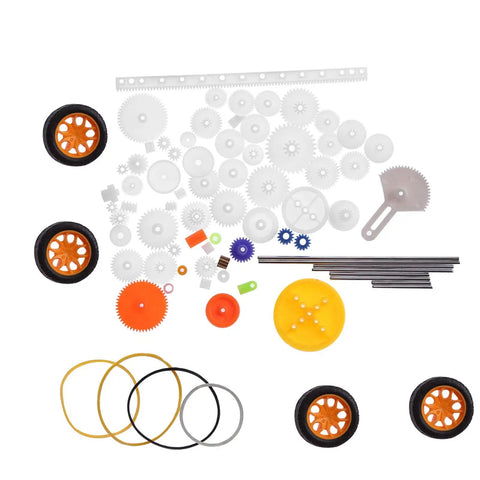 Durable 78 Piece Plastic Gear Kit With Pulleys And Small Motor Gears Kid Friendly Stem Gear Set For Easy Building And Fun