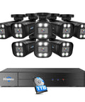 3K Wired Outdoor Security Camera System With Audio And Smart Dual Light 8 Channel DVR and Eight 5MP Cameras, 1TB HDD shown