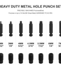 Heavy Duty Hole Punch Set Built To Last With Chrome Vanadium Steel Punches 3/32 In By 9/32 In for precise sheet metal cutting