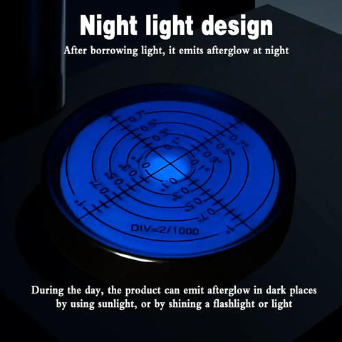 Six Inch Two Millimeter Point High Precision Universal Level Bubble Gauge With Metal Housing Magnetic Blue Luminous Vial For DIY Home Improvement And Pro Grade Leveling On Cabinets Floors Machinery And Robotic Systems, blue luminous vial