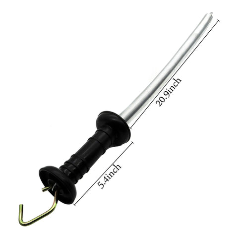 Electric Fence Gate Handle Kit With Anchors, 16 Foot Tension Spring, Insulated Plastic Gate Handle side view.