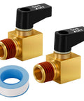 Must Have Durable Brass Drain Ball Valve For Air Compressor 1/4 Inch NPT Male Thread Replacement, Knurled Screw, Easy Install, 2 Pack