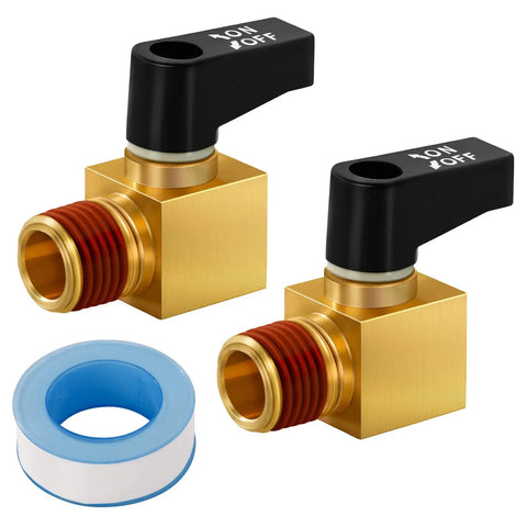 Must Have Durable Brass Drain Ball Valve For Air Compressor 1/4 Inch NPT Male Thread Replacement, Knurled Screw, Easy Install, 2 Pack
