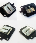 Four angles of High Performance V100 Cylinder Body Kit With 50mm Bore for 66cc 80cc 100cc two-stroke engines showing metal plates.