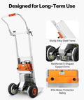 VEVOR Electric Stair Climbing Dolly 440 Lb Capacity Heavy Duty Hand Truck With 157.5 Inch Rope Folding Handle For Warehouse Logistics Moving Furniture Silver fast and slow speed settings, IP54 rating, alloy steel frame.
