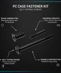 Self Tapping Screws For PC Case Installation Carbon Steel Fastener Kit with diverse lengths and black oxide finish detail