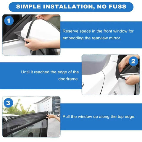 Installation guide for Custom Fit Car Window Mesh Sun Shade For Tesla Cybertruck 2024 2025 2026 showing steps for easy setup.