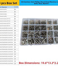 Top Shelf 710 Piece 304 Stainless Steel Fastener Kit with assorted machine screws, bolts, nuts, and washers in a clear organizer.