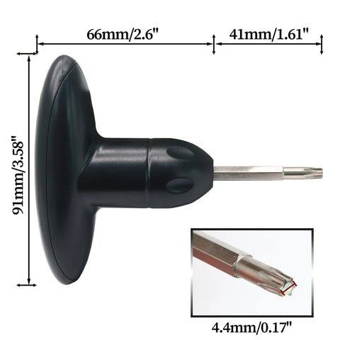 Pro Grade Lightweight S2 Steel Golf Wrench Tool For Club Head Adjustments And Driver Shaft Adapters with sizing notes