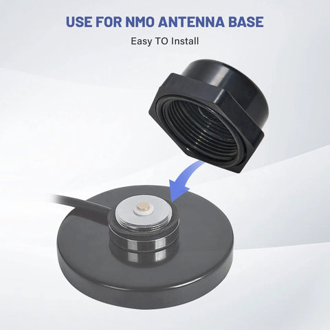 NMO Antenna Mount Cap With O Ring Seal Dust All Weather Rain Cover 2 Pack hovering above unused base